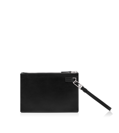 GRAIN LEATHER MINIMAL SLIM POUCH WITH WRISTLET image number 2