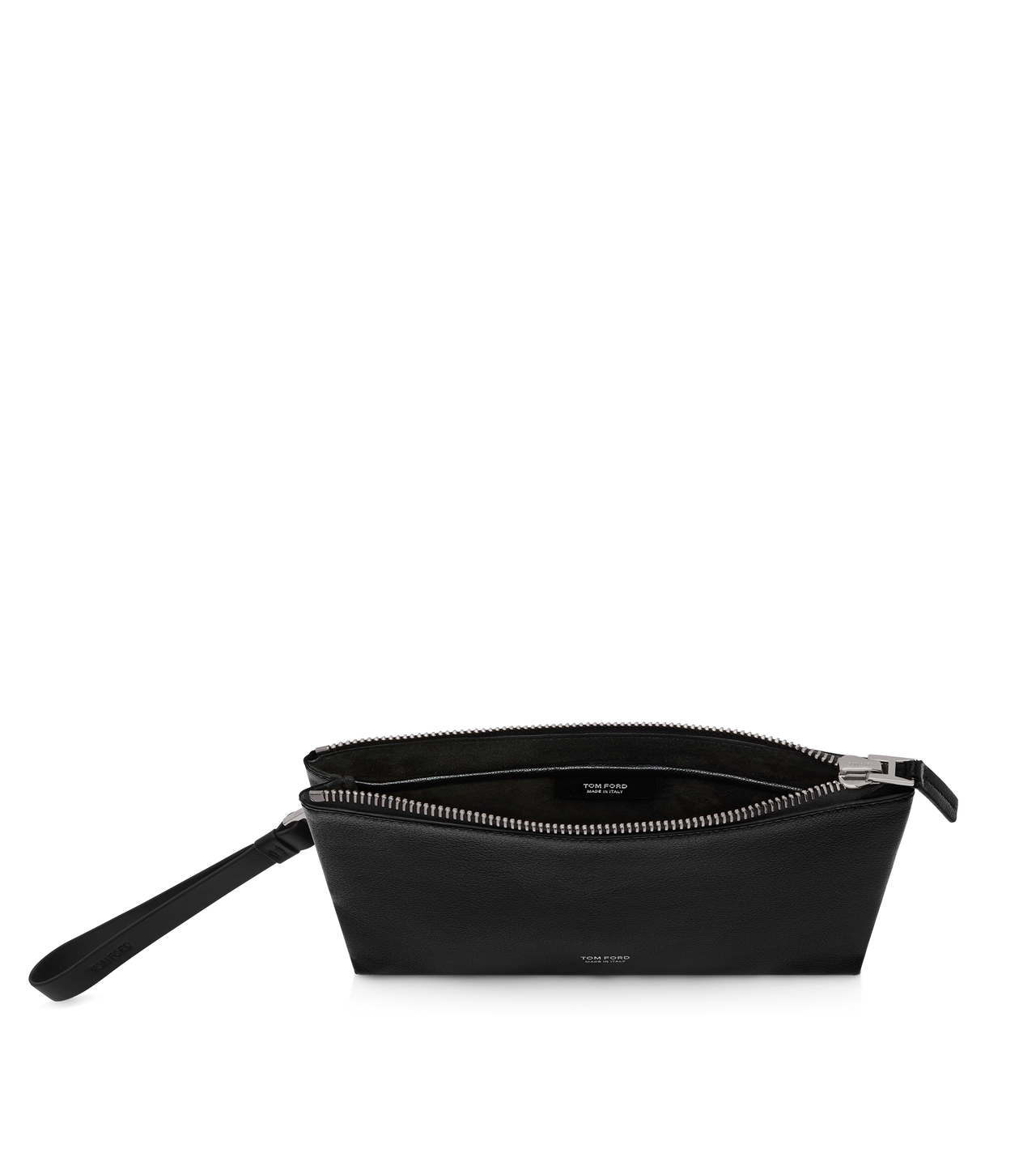 GRAIN LEATHER MINIMAL SLIM POUCH WITH WRISTLET image number 3