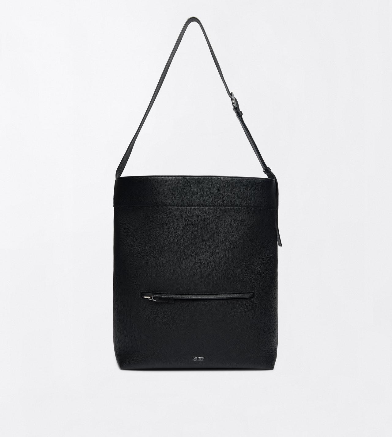 TOM FORD LEATHER BLACK GRAIN LEATHER SOFT LINE BUCKET BAG