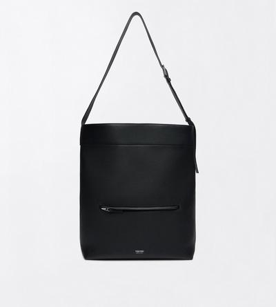 TOM FORD LEATHER BLACK GRAIN LEATHER SOFT LINE BUCKET BAG