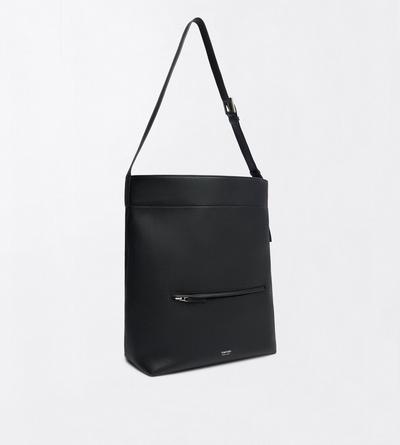 TOM FORD LEATHER BLACK GRAIN LEATHER SOFT LINE BUCKET BAG