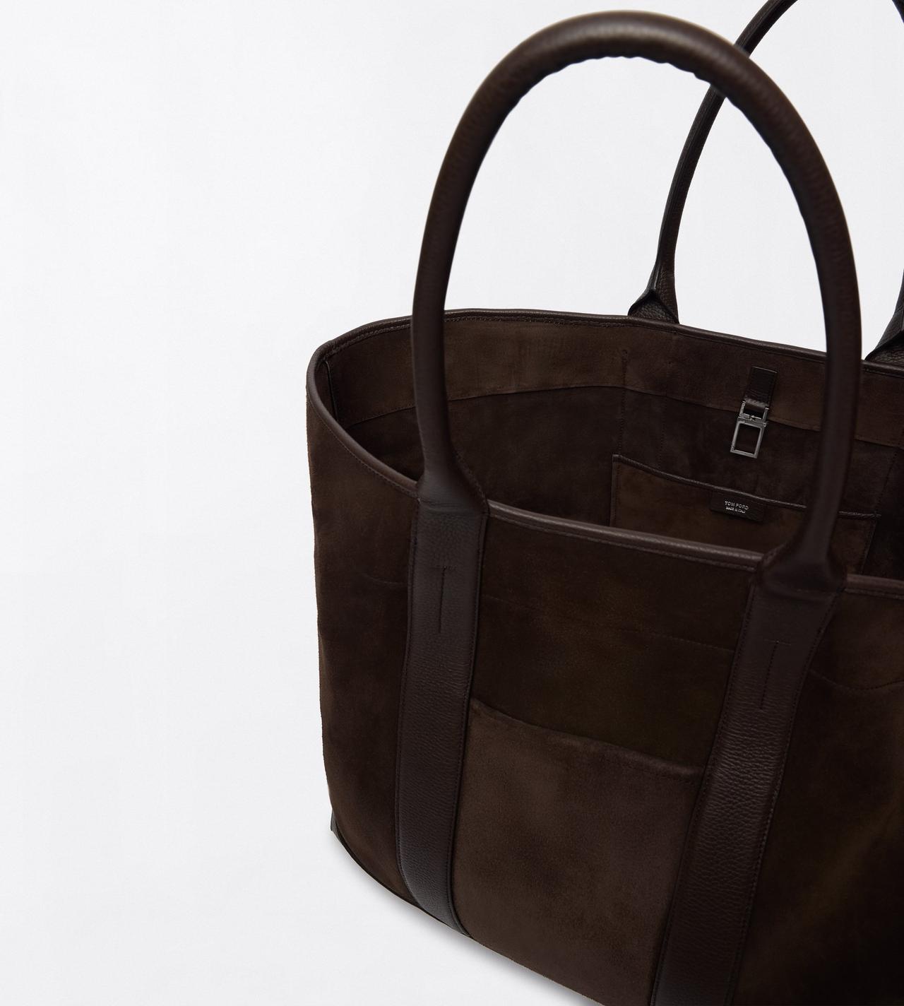 TOM FORD LEATHER BROWN LARGE SUEDE TOTE