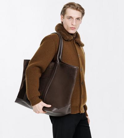 TOM FORD LEATHER BROWN LARGE SUEDE TOTE
