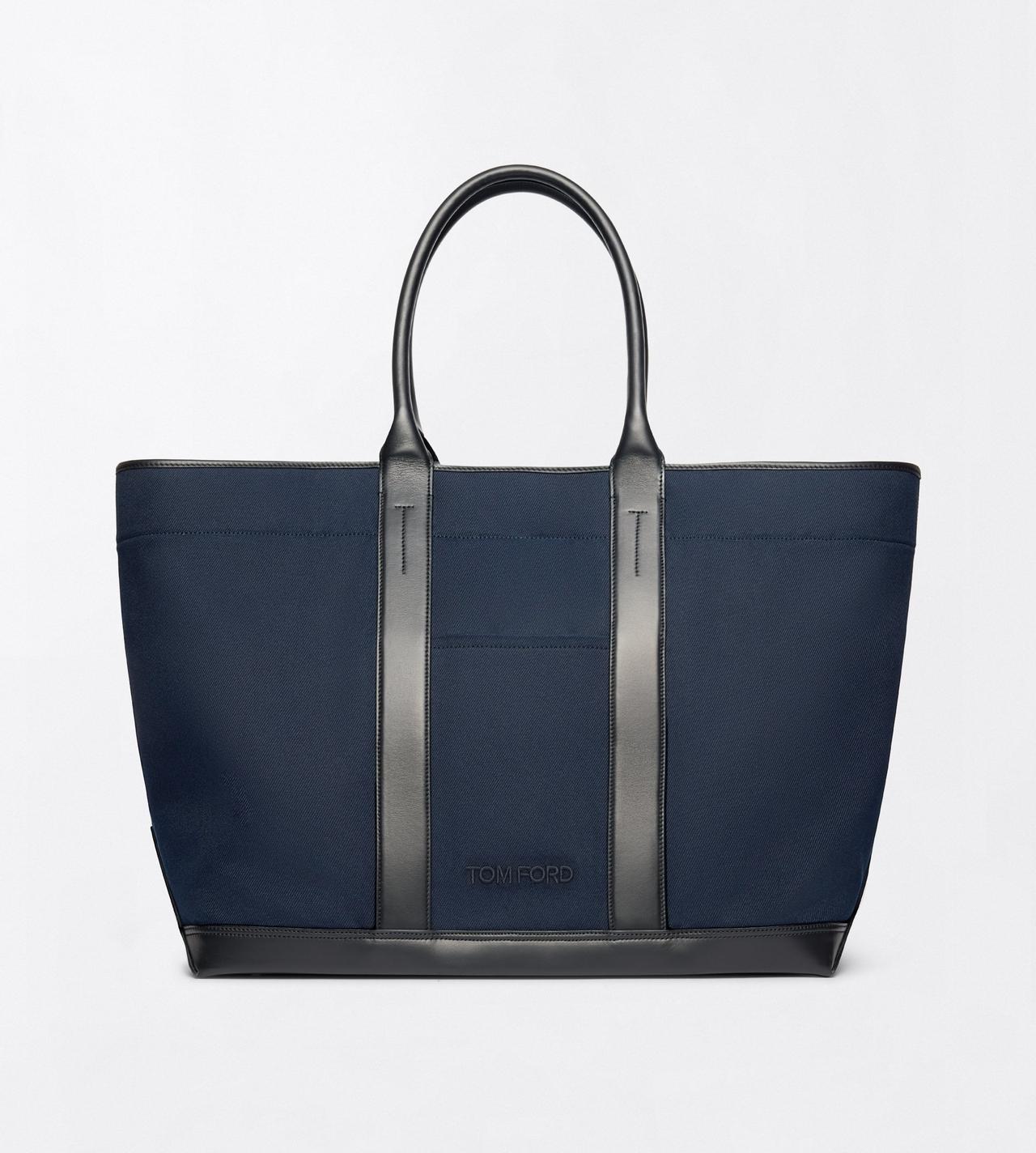 TOM FORD CANVAS NAVY + BLACK LARGE CANVAS TOTE