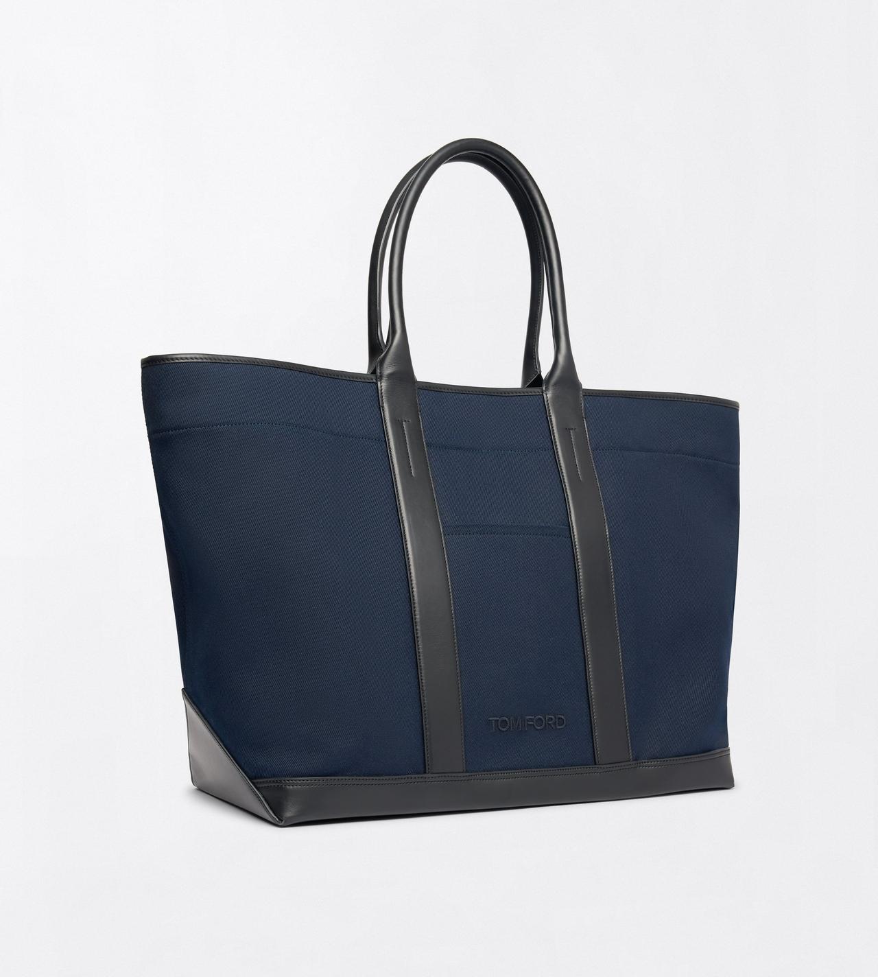 TOM FORD CANVAS NAVY + BLACK LARGE CANVAS TOTE