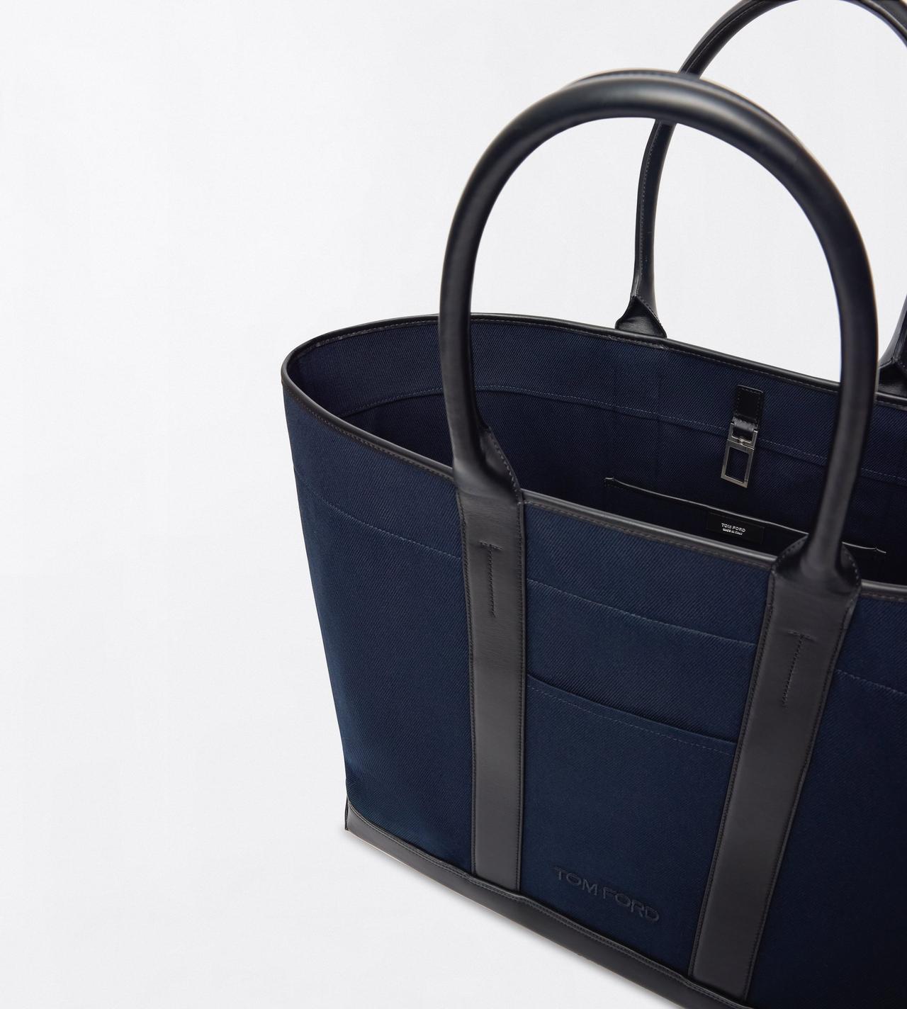 TOM FORD CANVAS NAVY + BLACK LARGE CANVAS TOTE