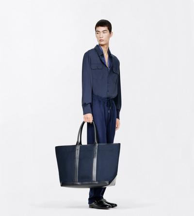 TOM FORD CANVAS NAVY + BLACK LARGE CANVAS TOTE