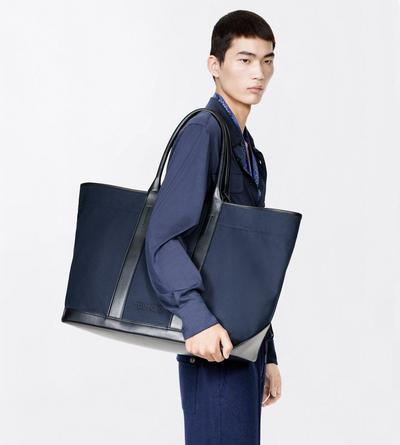 TOM FORD CANVAS NAVY + BLACK LARGE CANVAS TOTE