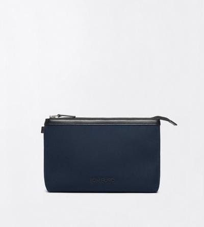 TOM FORD CANVAS NAVY + BLACK SMALL CANVAS POUCH WITH WRISTLET