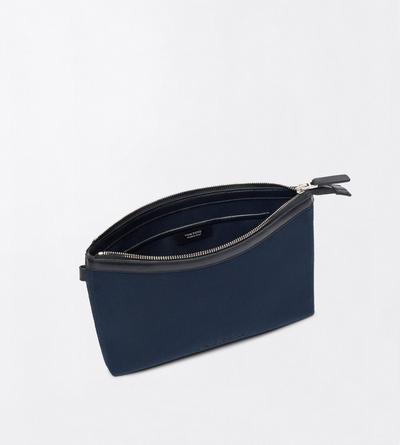 TOM FORD CANVAS NAVY + BLACK SMALL CANVAS POUCH WITH WRISTLET