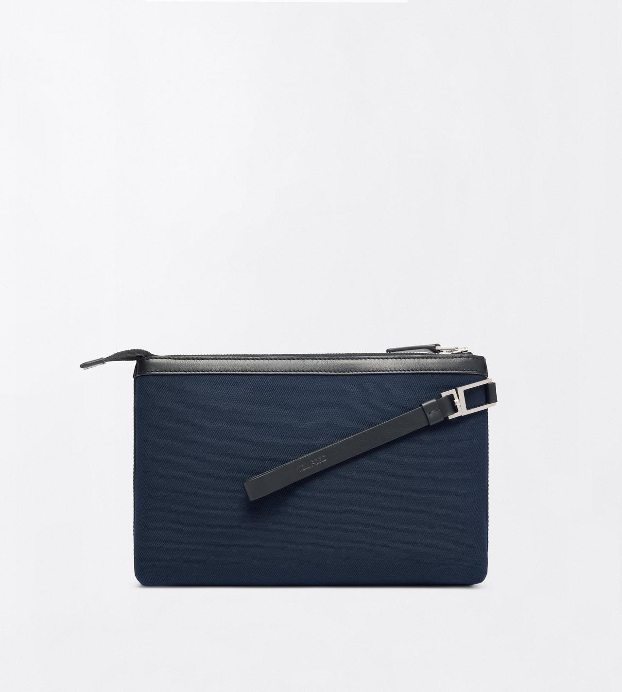 TOM FORD CANVAS NAVY + BLACK SMALL CANVAS POUCH WITH WRISTLET