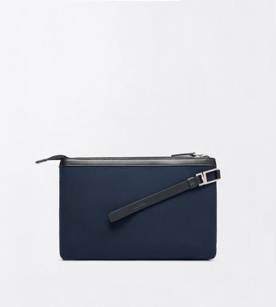 TOM FORD CANVAS NAVY + BLACK SMALL CANVAS POUCH WITH WRISTLET