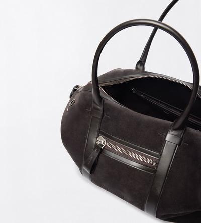 TOM FORD LEATHER CHARCOAL GREY SUEDE BUCKLEY HOLDALL