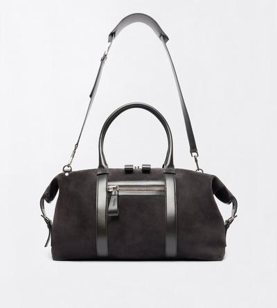 TOM FORD LEATHER CHARCOAL GREY SUEDE BUCKLEY HOLDALL