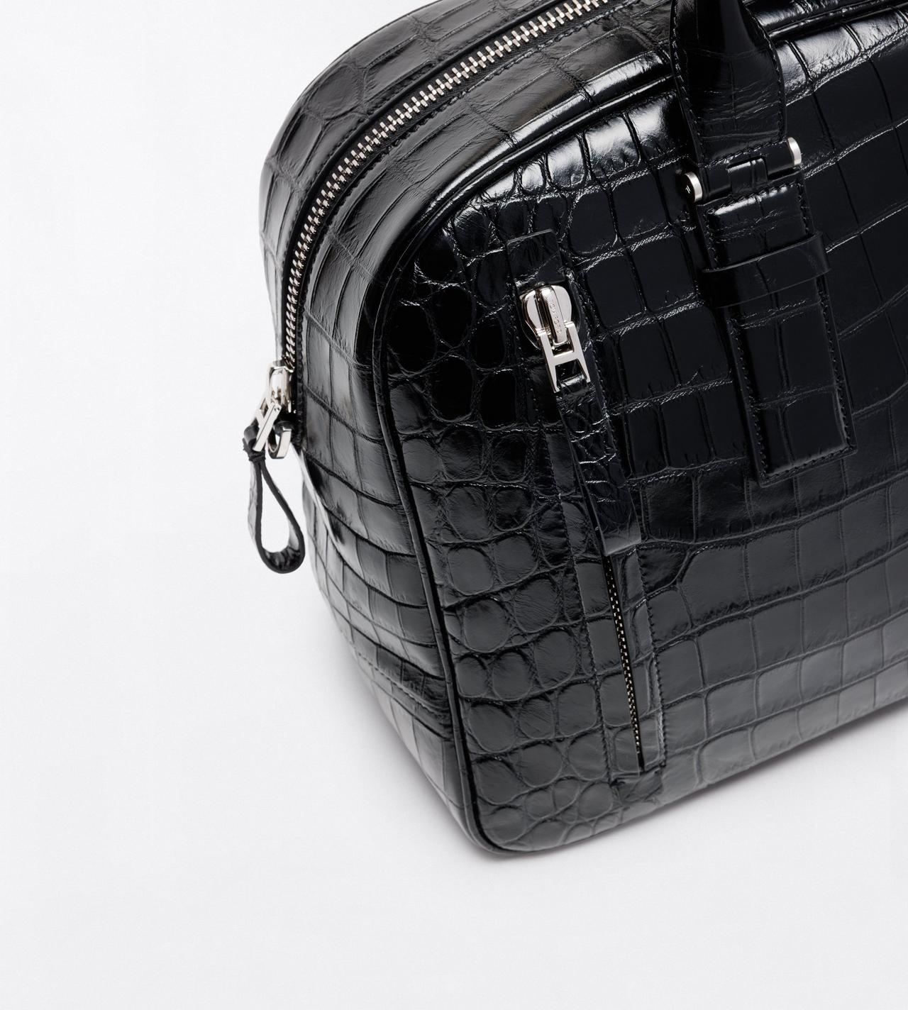 TOM FORD LEATHER BLACK TUMBLED SOFT PRINTED CROC VICTOR BOWLING BAG