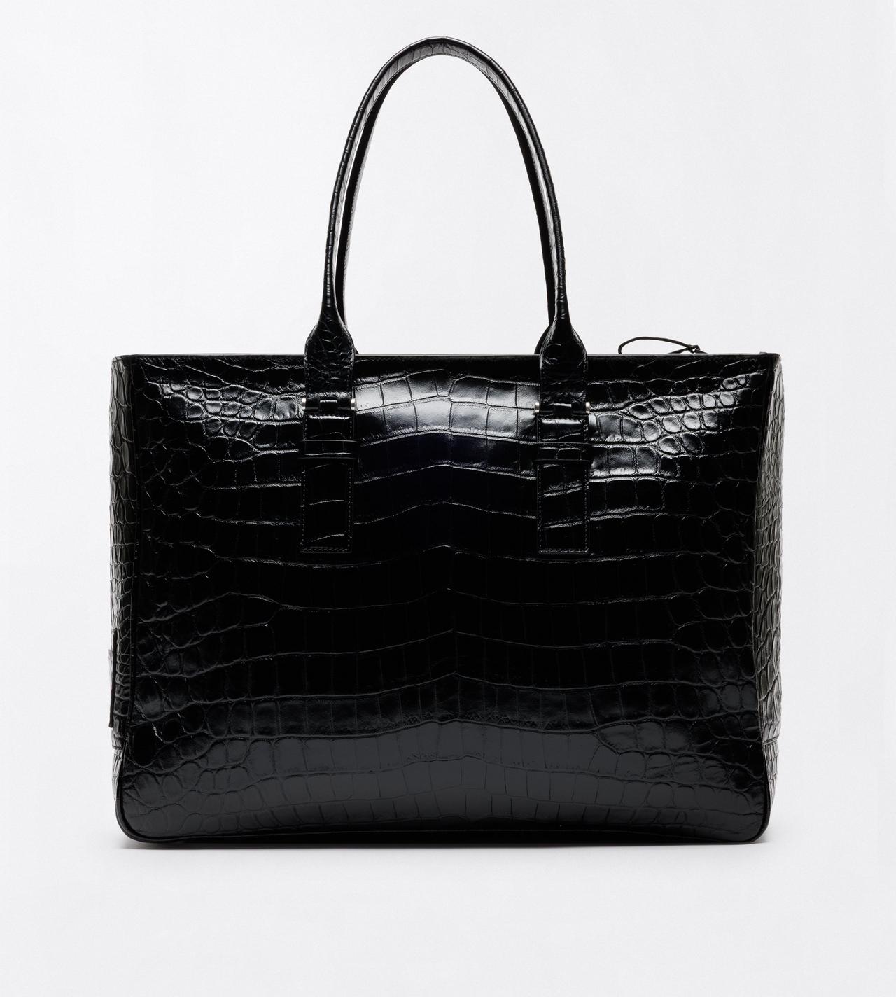 TOM FORD LEATHER BLACK SOFT PRINTED CROC VICTOR TOTE