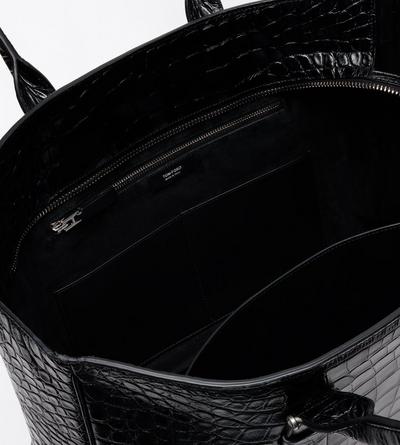 TOM FORD LEATHER BLACK SOFT PRINTED CROC VICTOR TOTE