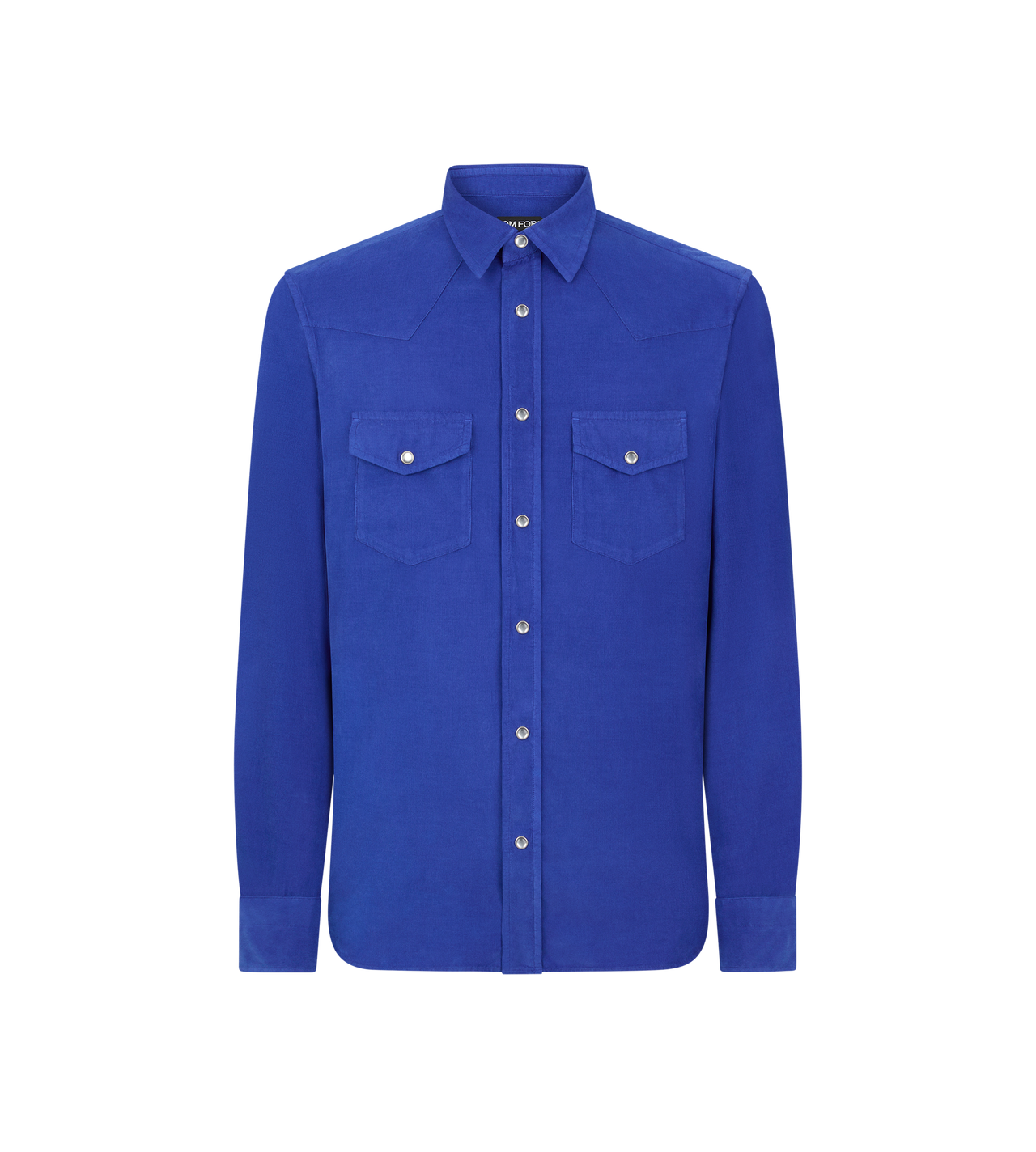 TOM FORD COTTON ROYAL BLUE BABY CORDUROY WESTERN SHIRT
