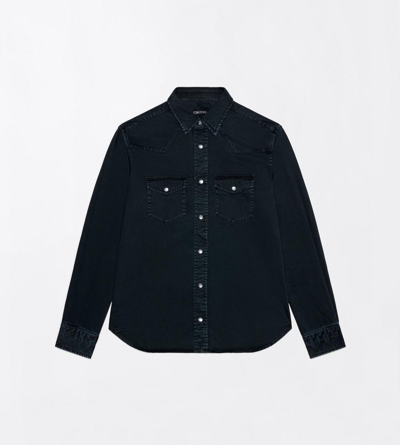 TOM FORD COTTON BLACK PEACH TWILL WESTERN SHIRT