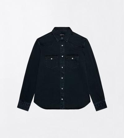 TOM FORD COTTON BLACK PEACH TWILL WESTERN SHIRT