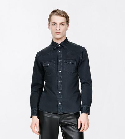 TOM FORD COTTON BLACK PEACH TWILL WESTERN SHIRT