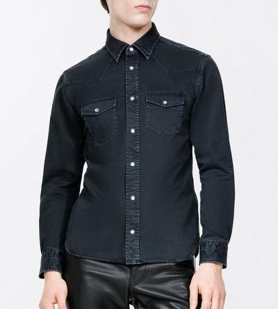 TOM FORD COTTON BLACK PEACH TWILL WESTERN SHIRT