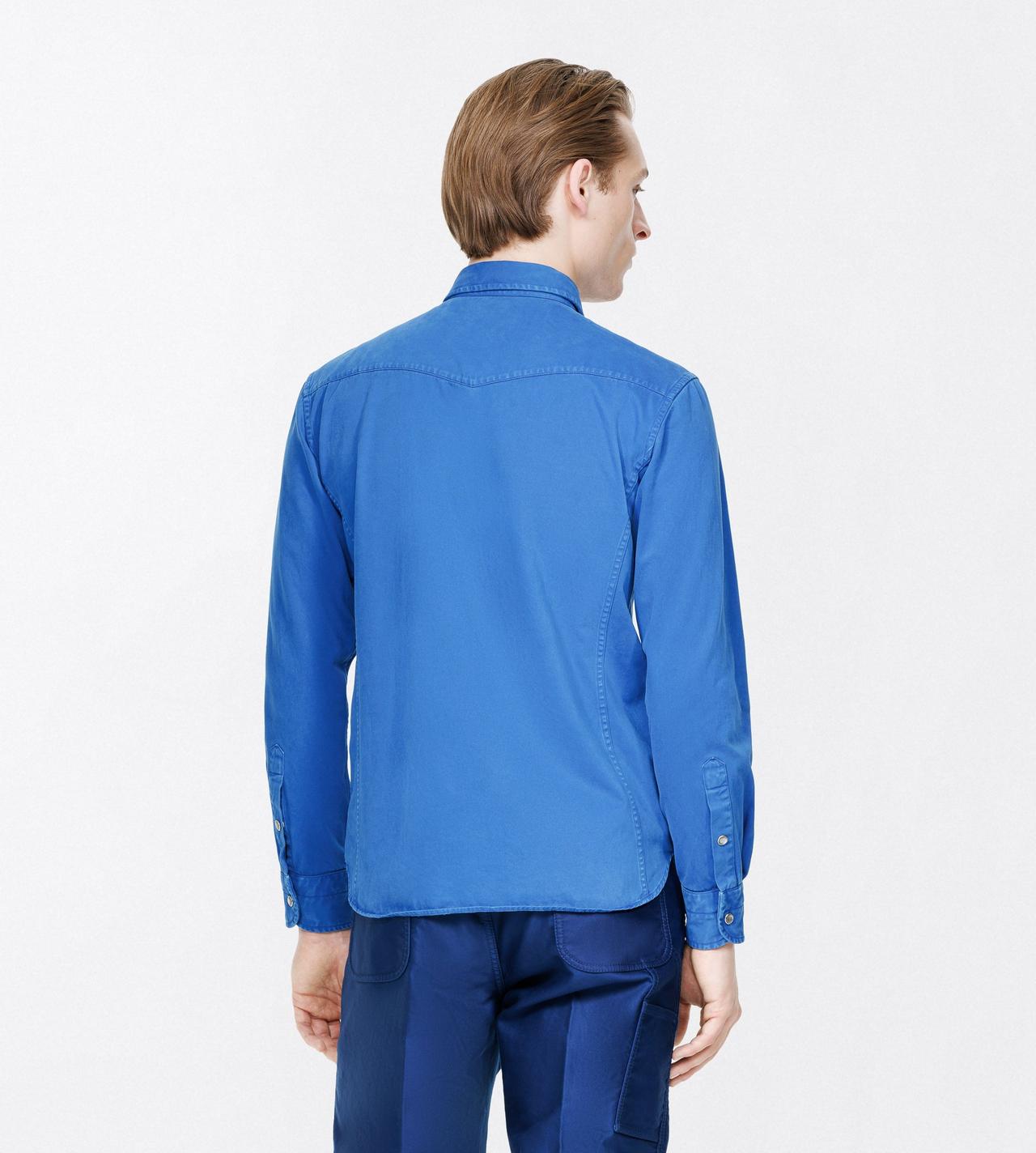 TOM FORD COTTON ROYAL BLUE PEACH TWILL WESTERN SHIRT