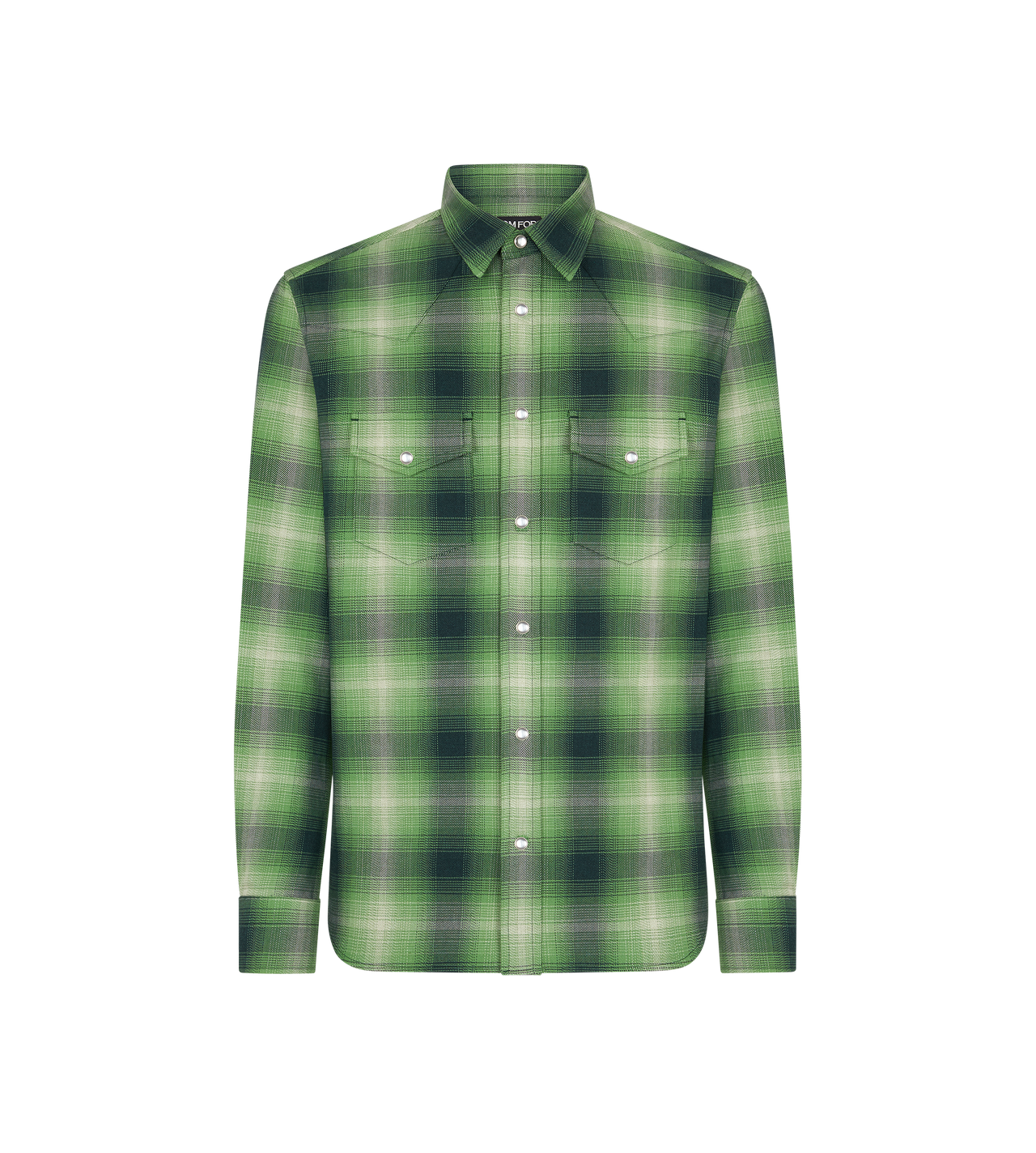 TOM FORD COTTON MILGREEN MULTICOLOR GRAND DEGRADE CHECK WESTERN SHIRT