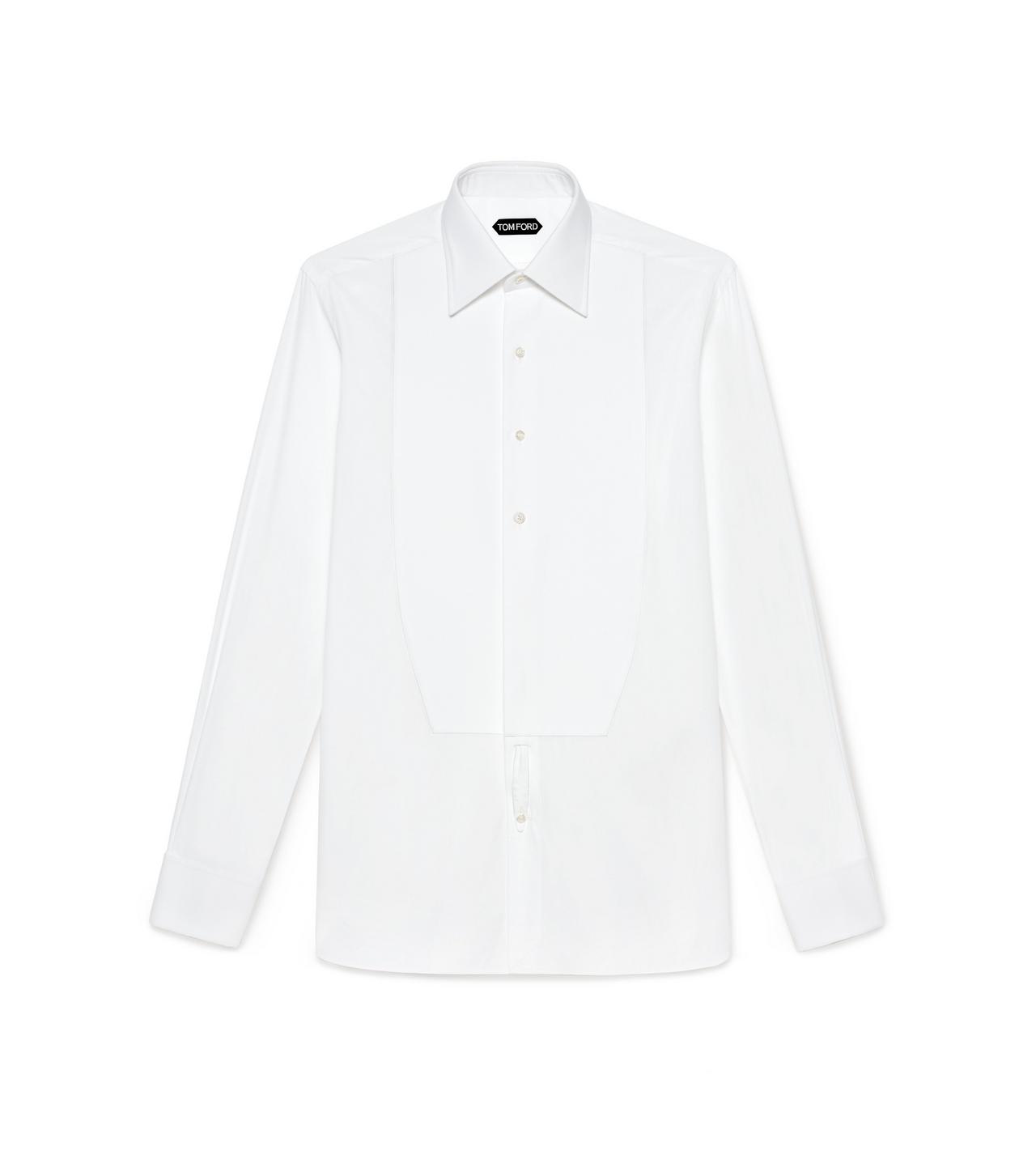 TOM FORD COTTON WHITE POPLIN CLASSIC FIT EVENING SHIRT
