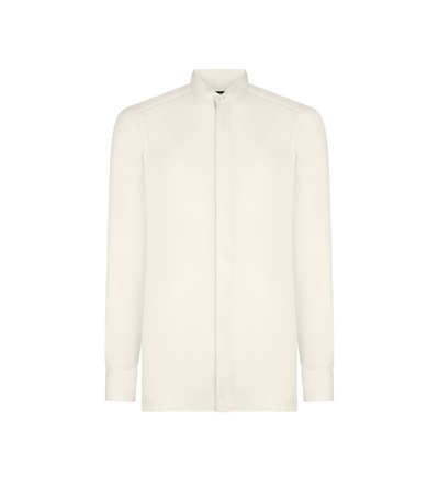 PERFORATED DOT SILK TWILL SLIM FIT EVENING SHIRT image number 0