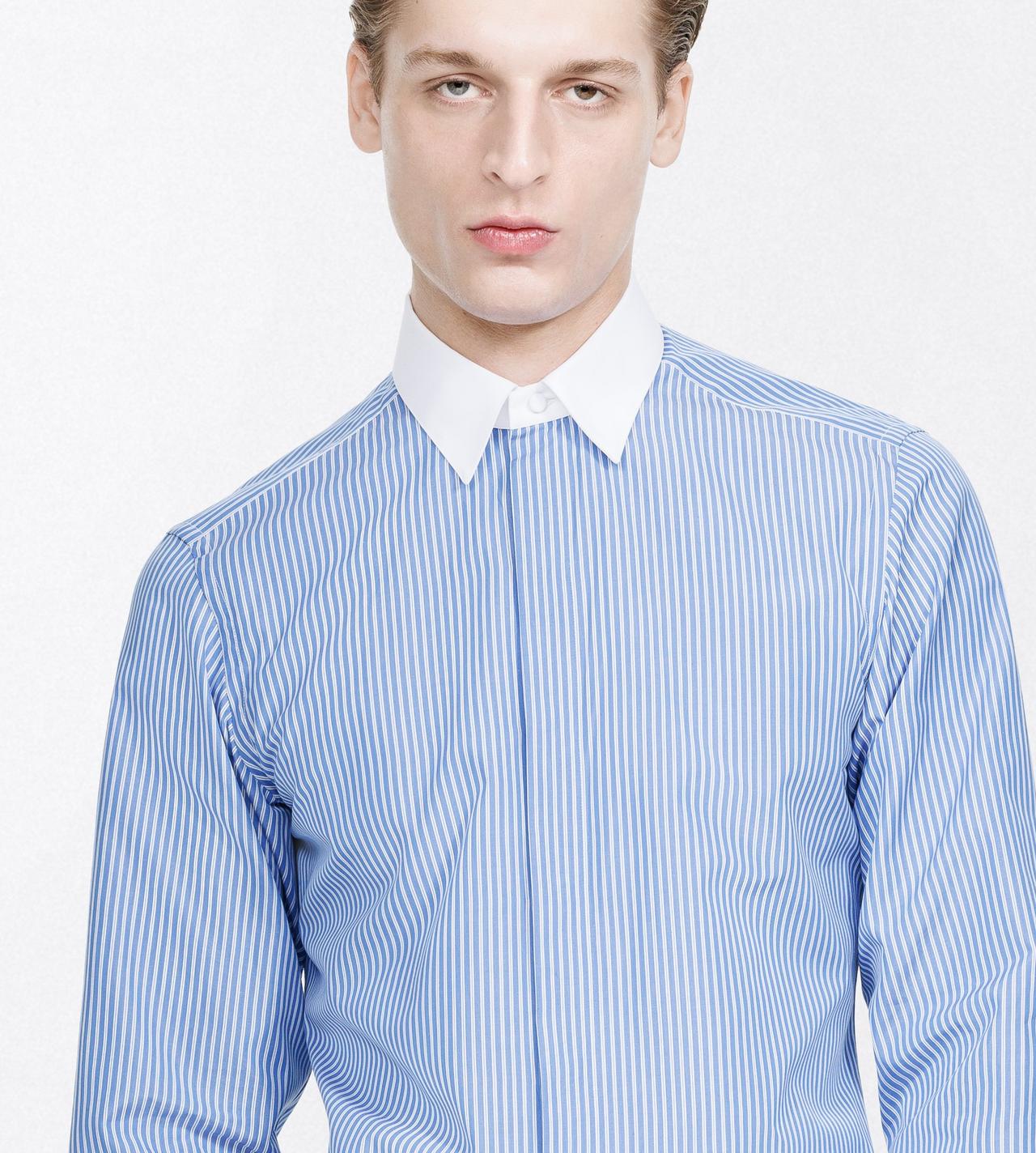 TOM FORD COTTON COMBO BLUE & WHITE POPLIN STRIPE CLASSIC FIT SHIRT