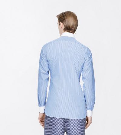 TOM FORD COTTON COMBO BLUE & WHITE POPLIN STRIPE CLASSIC FIT SHIRT