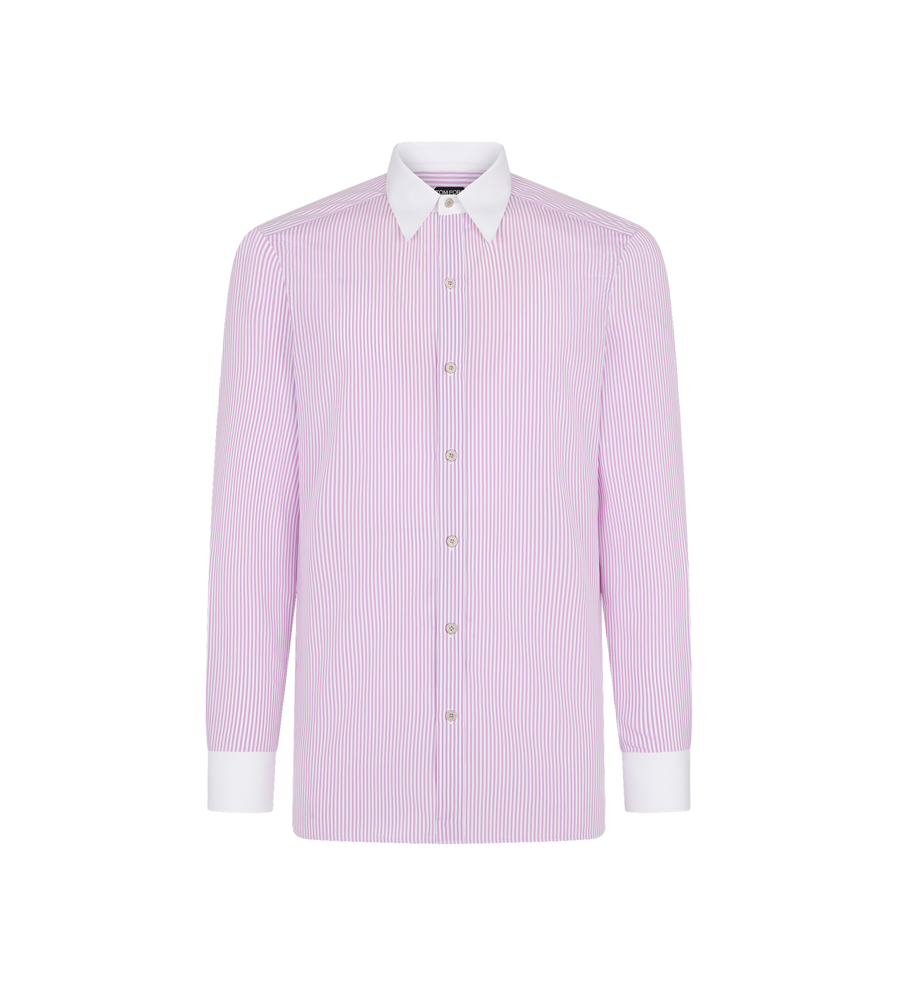 TOM FORD COTTON WHITE & PINK CHEMISE COUPE CLASSIQUE &Agrave; RAYURES BENGAL