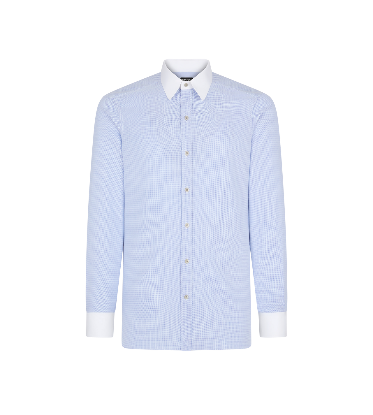 TOM FORD  WHITE & LIGHT BLUE TRIDIMENSIONAL STRUCTURE CLASSIC FIT SHIRT