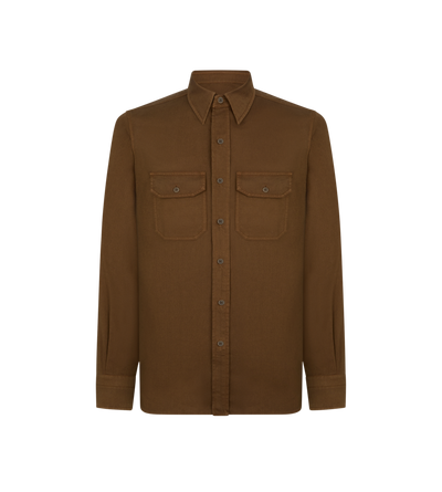 COTTON LINEN DRILL MILITARY SHIRT