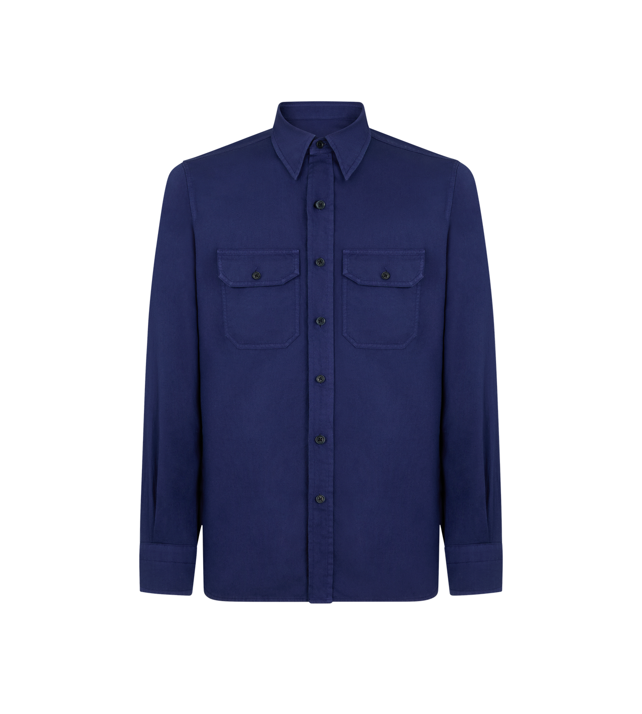 TOM FORD COTTON LINEN BLEND OCEAN CAVERN COTTON LINEN DRILL MILITARY SHIRT