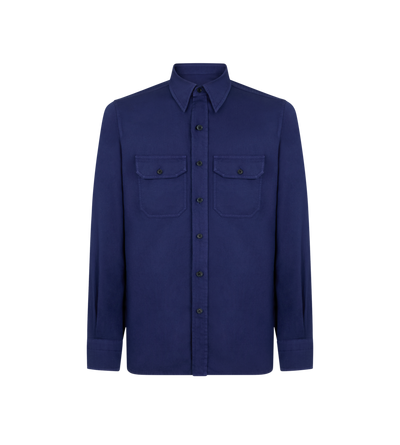 COTTON LINEN DRILL MILITARY SHIRT