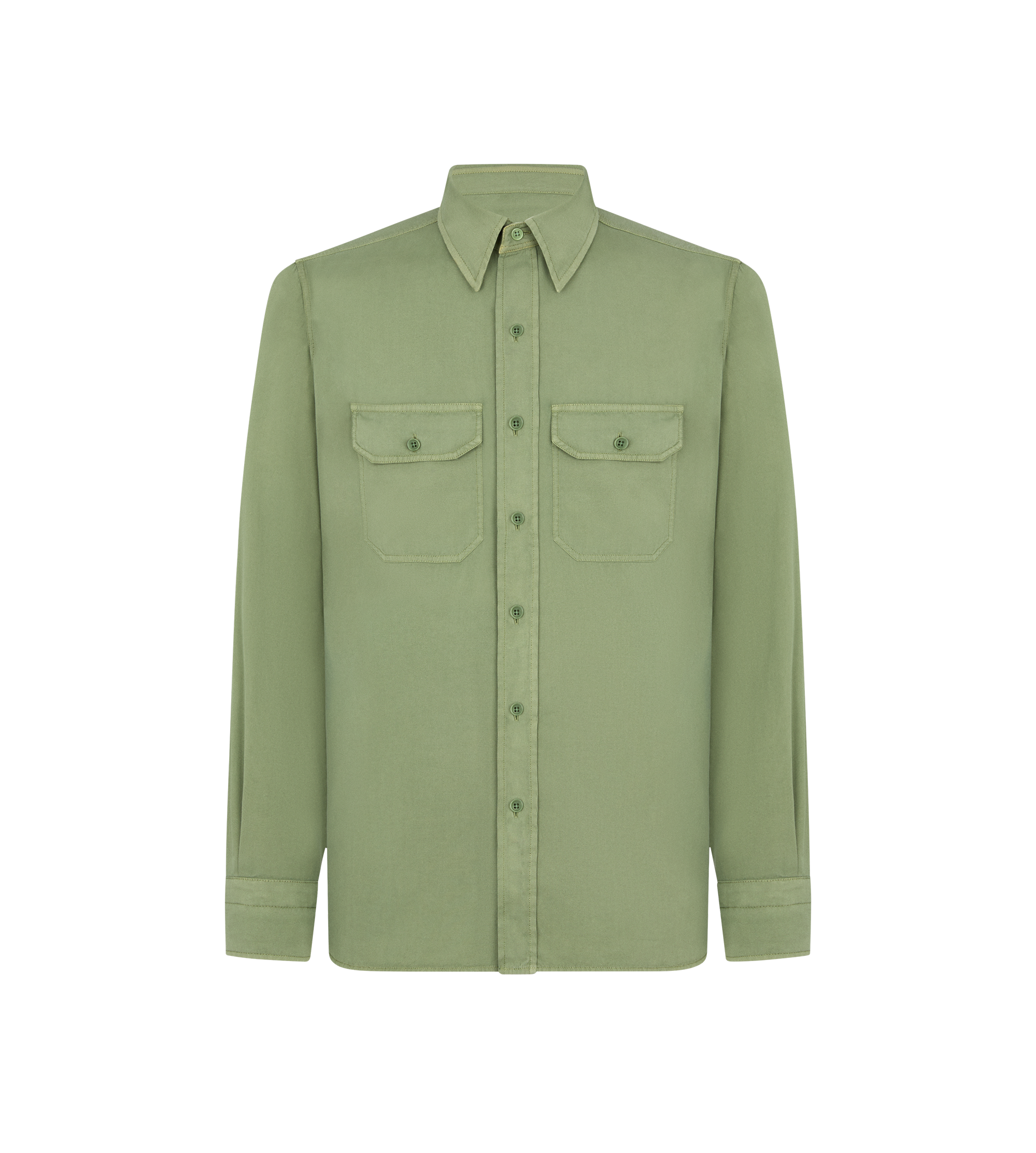 COTTON SILK FAILLE MILITARY SHIRT