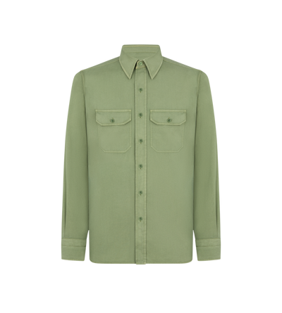 COTTON SILK FAILLE MILITARY SHIRT