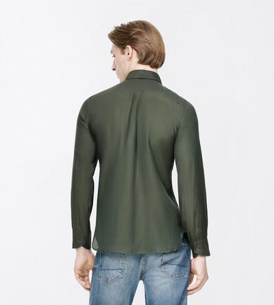 TOM FORD COTTON SILK BLEND GREEN WOOD COTTON SILK WASHED TWILL MILITARY SHIRT