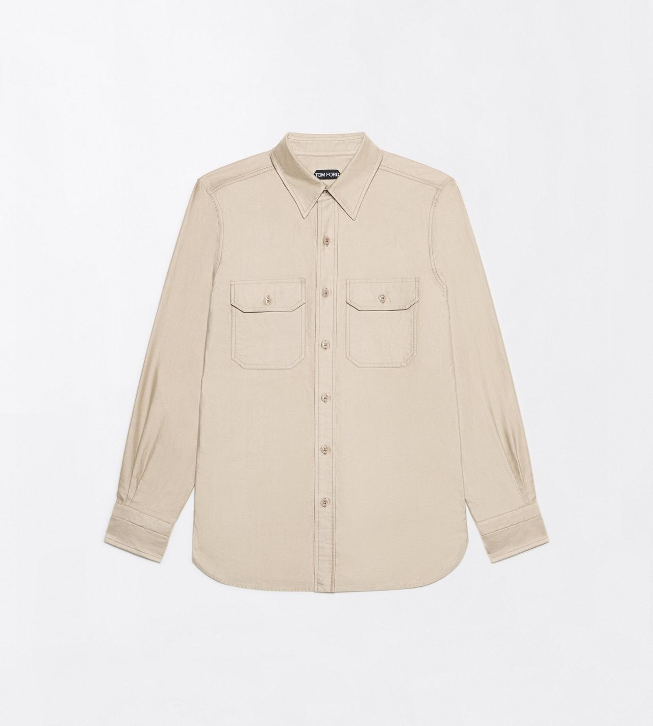 TOM FORD COTTON HAZELNUT LIGHT MOLESKIN MILITARY SHIRT