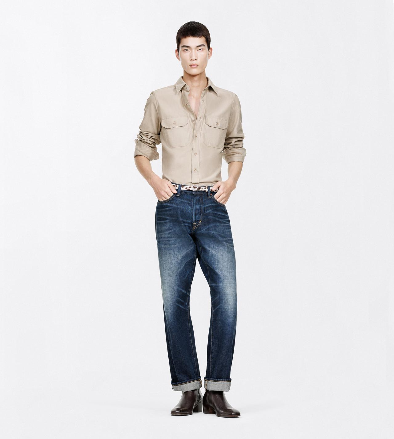 TOM FORD COTTON HAZELNUT LIGHT MOLESKIN MILITARY SHIRT