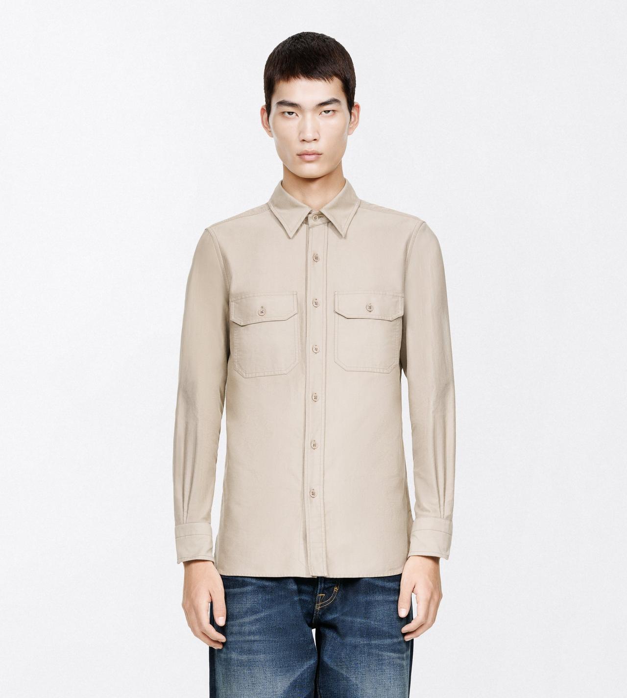 TOM FORD COTTON HAZELNUT LIGHT MOLESKIN MILITARY SHIRT
