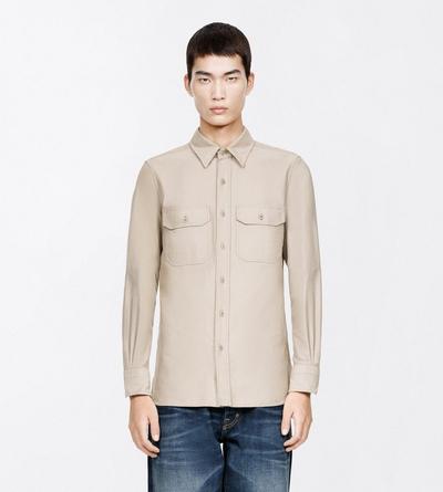 TOM FORD COTTON HAZELNUT LIGHT MOLESKIN MILITARY SHIRT