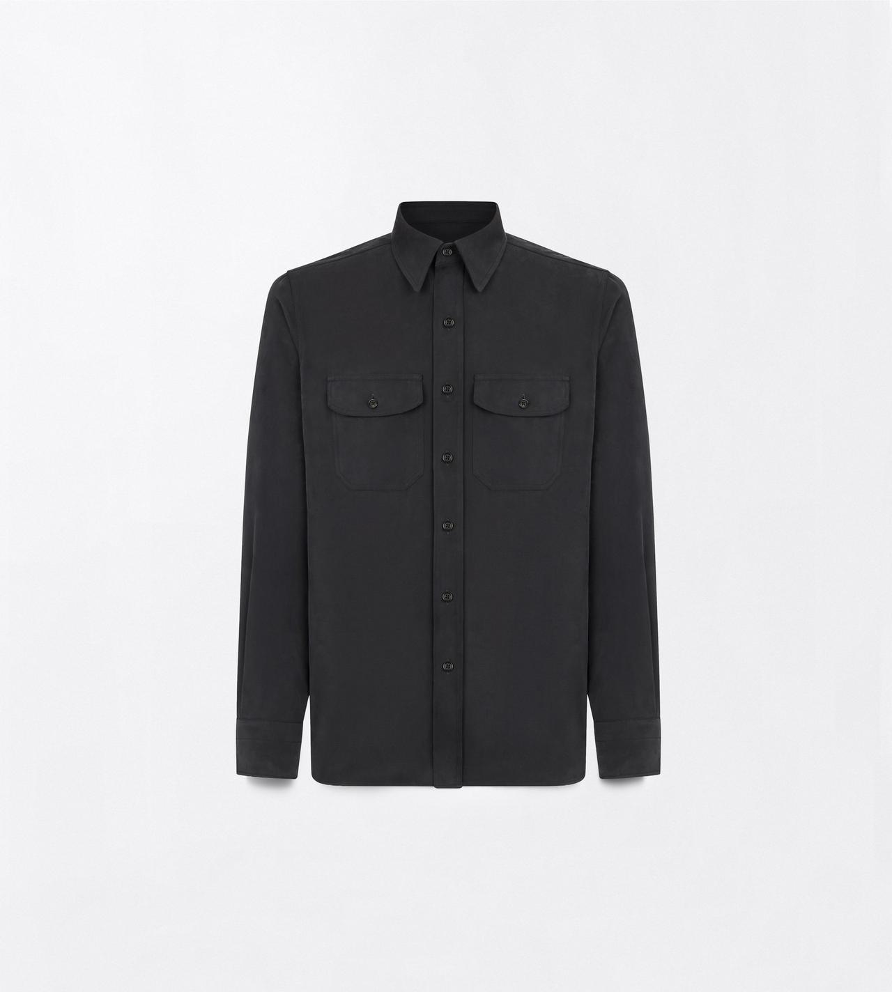 TOM FORD SILK BLACK CHEMISE MILITAIRE EN SERG&Eacute; DE SOIE