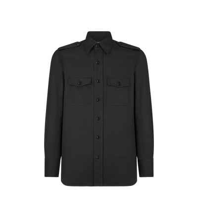 COTTON SILK FAILLE MILITARY SHIRT image number 0
