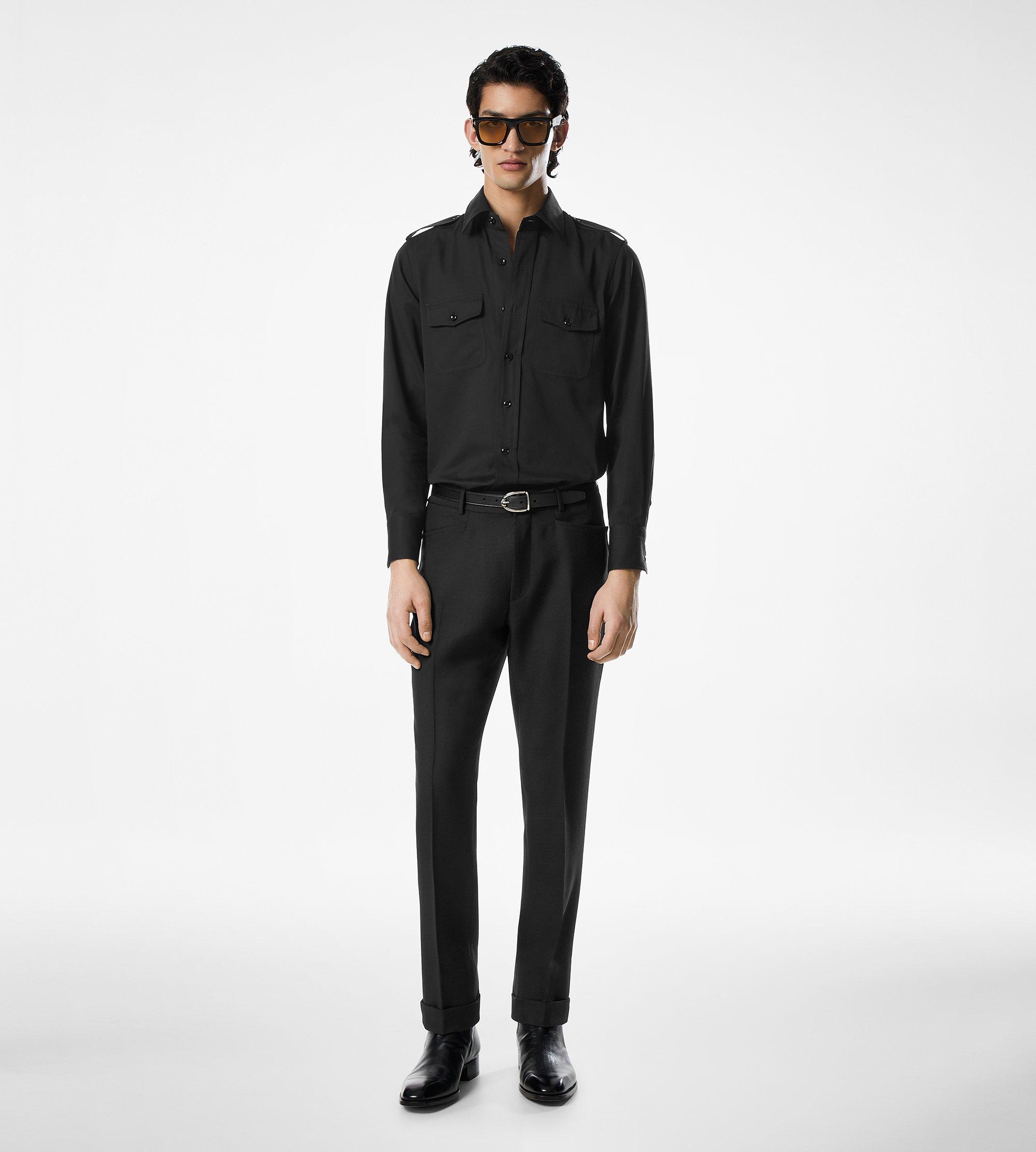 COTTON SILK FAILLE MILITARY SHIRT