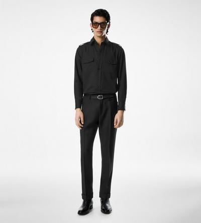 COTTON SILK FAILLE MILITARY SHIRT image number 1