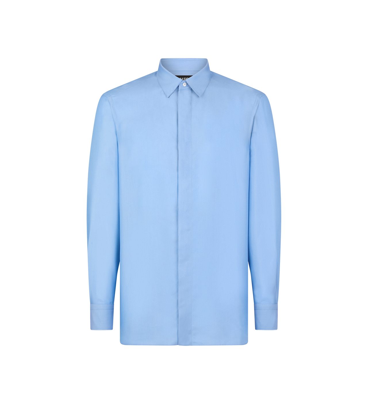 TOM FORD SILK BLEND ARCTIC BLUE DRAPY TWILL FLUID FIT SHIRT