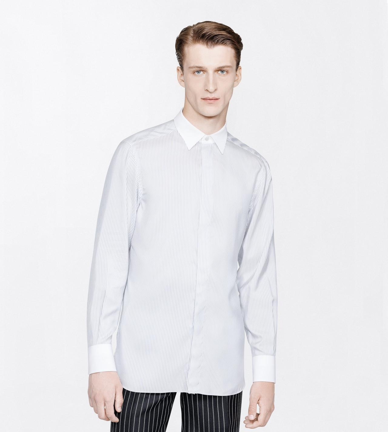TOM FORD SILK OC CAMISA DE SEDA DE CORTE FLUIDO DE RAYAS ESCALONADAS